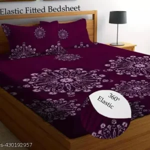 attractive-fitted-maroon-color-double-bedsheet-1
